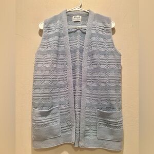 Milrank Women's Vintage Blue Open Sweater Vest
